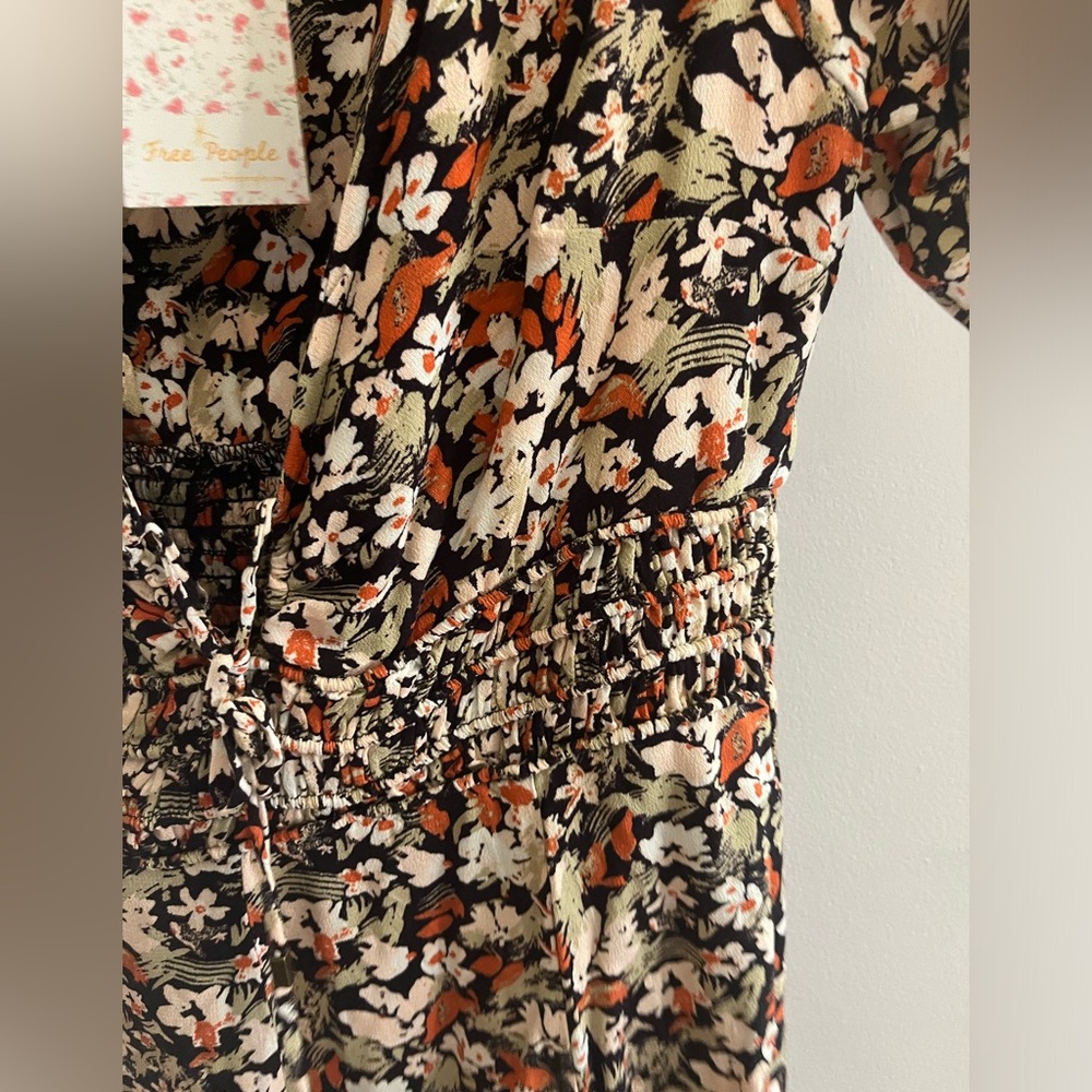 NWT Free People floral charcoal combo color mini dress size 6 - Picture 11 of 11